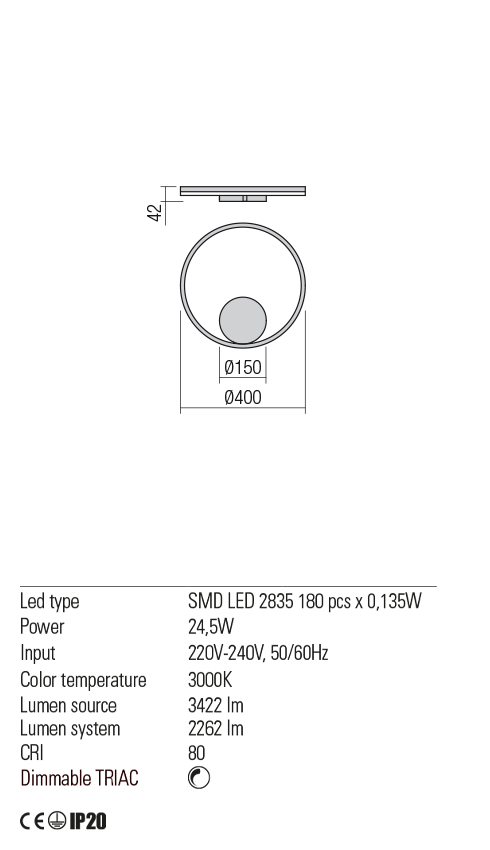 ORBIT PARETE/SOFFITTO Ø40